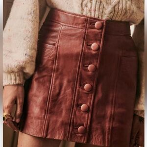 Sezane Alison leather skirt